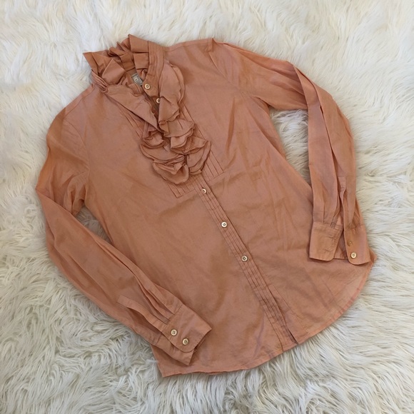 💚 GUC💚 J. CREW Frances ruffle tuxedo shirt - Picture 2 of 5